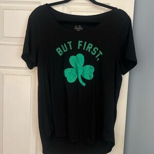 Grayson Threads Black Tee with Green Shamrock